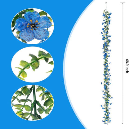 4PCS-68.9 Inch Artificial Eucalyptus & Violet Vine Garland - Faux Flower Wall Hanging for Home Decor, Wedding, Party Decoration