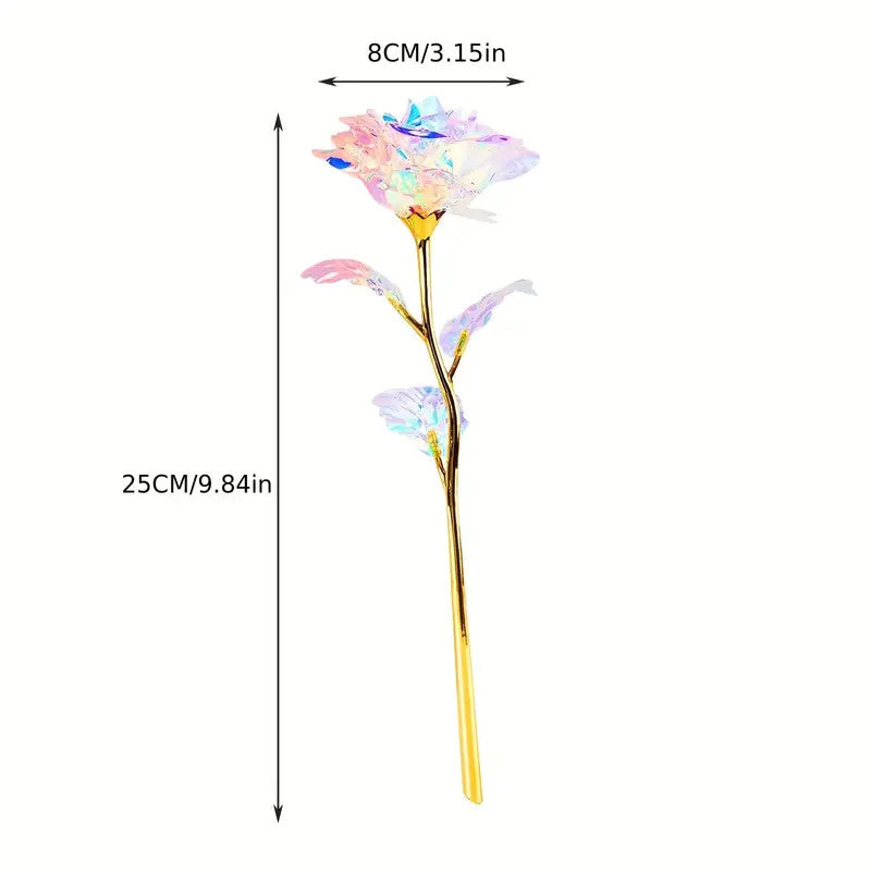5 Pcs Colorful Luminous Artificial Rose Flowers, 12 Inch Silk Stems for Gifts