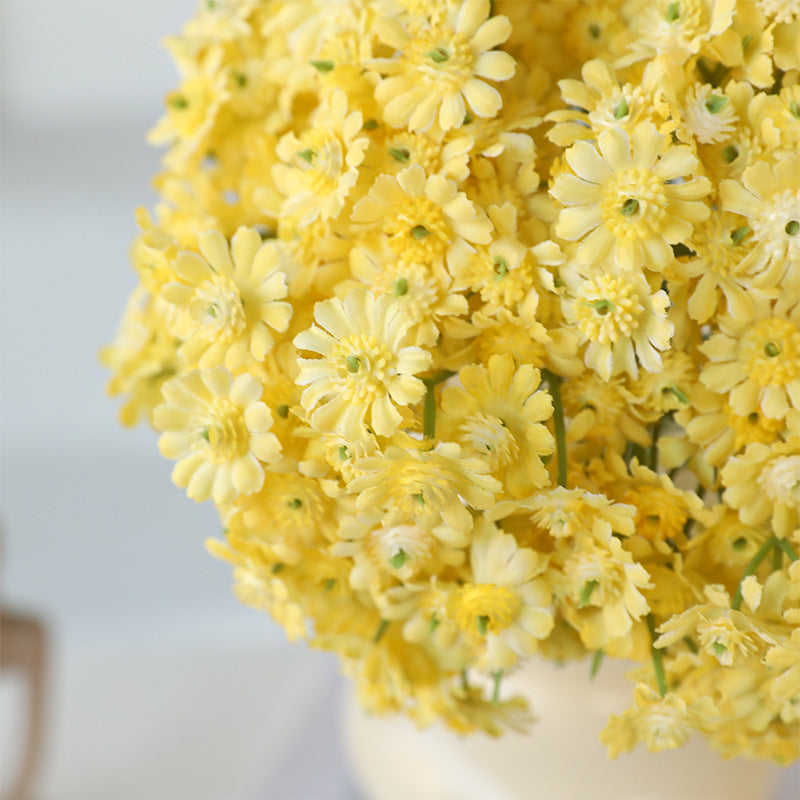 5 Pcs Artificial Daisy Stems Bouquet, Tiny White Silk Daisy Flowers for Home Garden Vase Decor