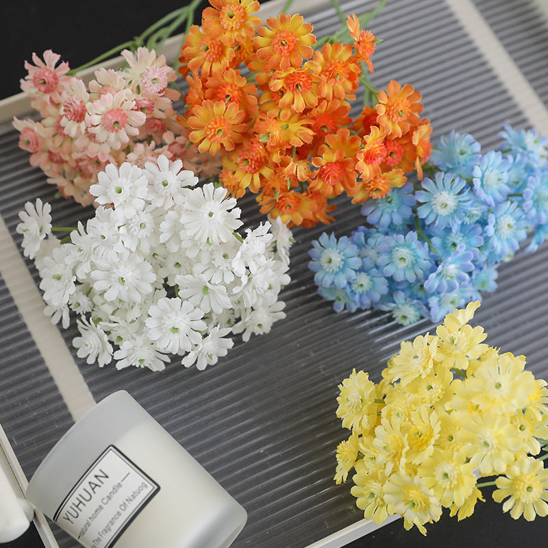 5 Pcs Artificial Daisy Stems Bouquet, Tiny White Silk Daisy Flowers for Home Garden Vase Decor