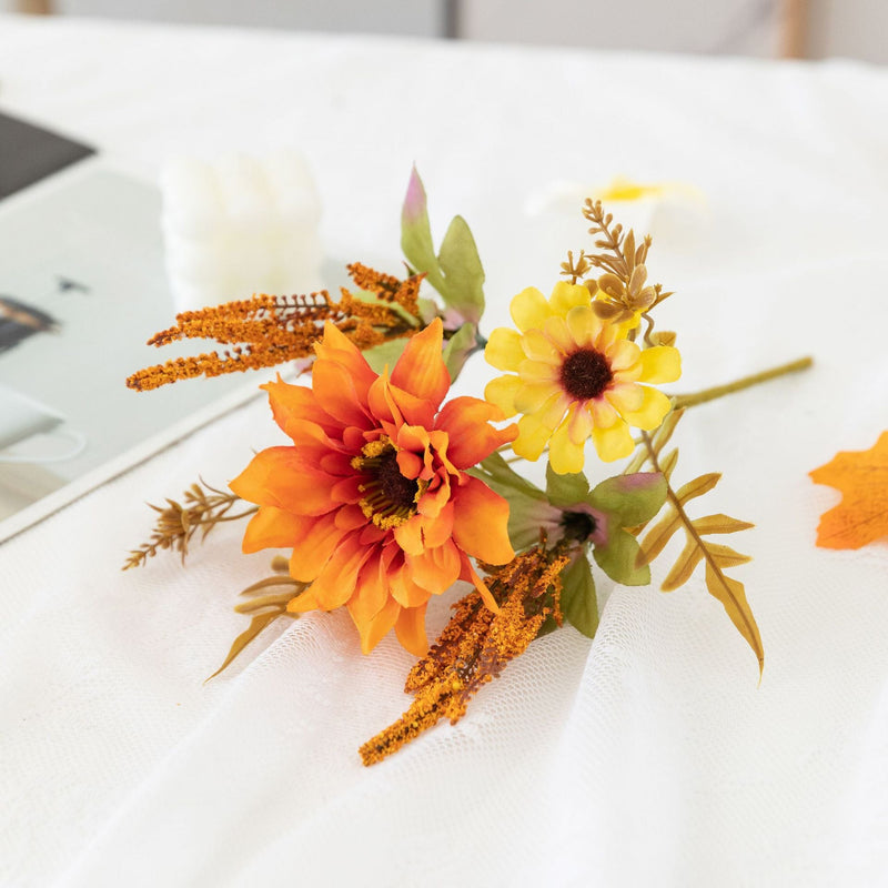 12.2 Inch Artificial Dahlia Flower Bouquet, Small Autumn Colors, Bulk Wholesale, 10 Pcs