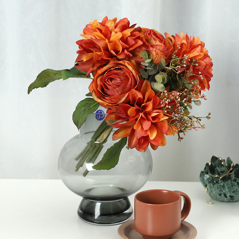 Silk Artificial Dahlia Fall Flowers Bouquet, Small, Bulk Quantity for Arrangements
