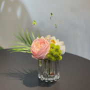 7.9 Inch Small Artificial Glass Floral Bouquet – 1 Pc Elegant Decor for Restaurant and Bar