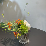 7.9 Inch Small Artificial Glass Floral Bouquet – 1 Pc Elegant Decor for Restaurant and Bar