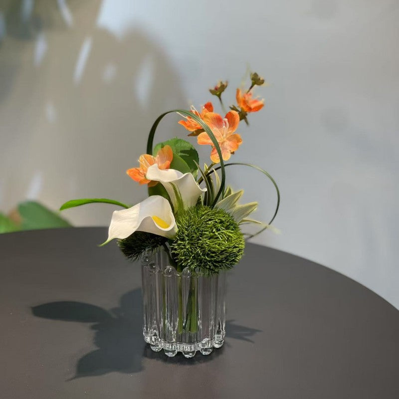 7.9 Inch Small Artificial Glass Floral Bouquet – 1 Pc Elegant Decor for Restaurant and Bar