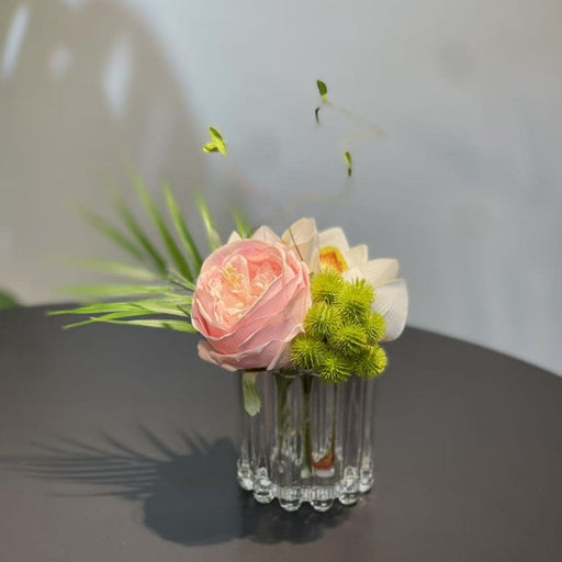 7.9 Inch Small Artificial Glass Floral Bouquet – 1 Pc Elegant Decor for Restaurant and Bar