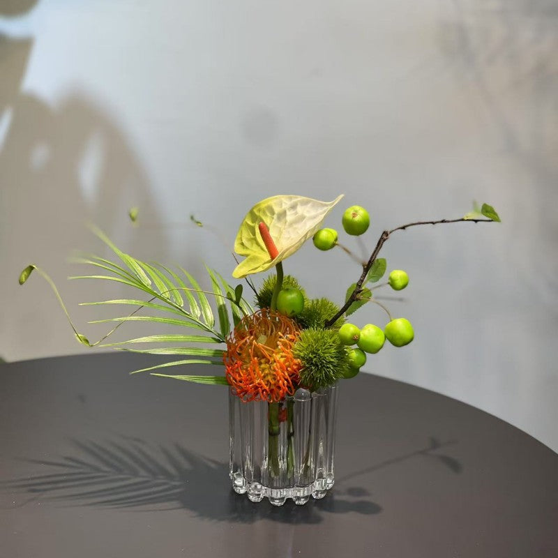 7.9 Inch Small Artificial Glass Floral Bouquet – 1 Pc Elegant Decor for Restaurant and Bar