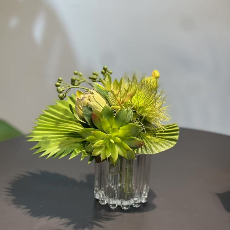 7.9 Inch Small Artificial Glass Floral Bouquet – 1 Pc Elegant Decor for Restaurant and Bar