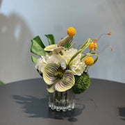 7.9 Inch Small Artificial Glass Floral Bouquet – 1 Pc Elegant Decor for Restaurant and Bar