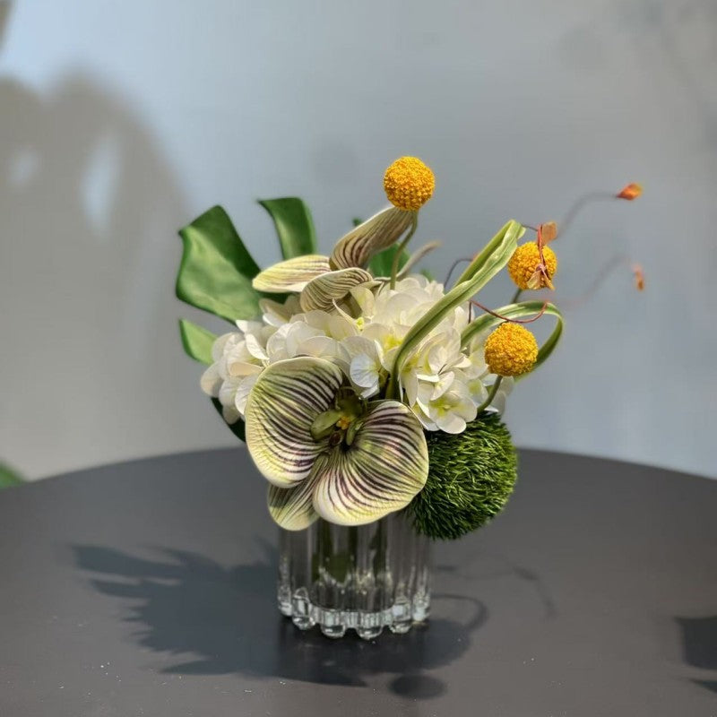 7.9 Inch Small Artificial Glass Floral Bouquet – 1 Pc Elegant Decor for Restaurant and Bar