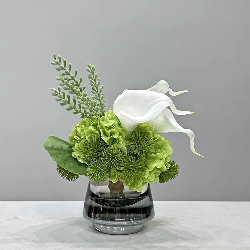 7.9 Inch Small Artificial Glass Floral Bouquet – 1 Pc Elegant Decor for Restaurant and Bar