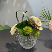 7.9 Inch Small Artificial Glass Floral Bouquet – 1 Pc Elegant Decor for Restaurant and Bar