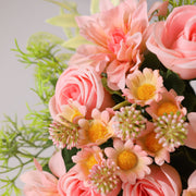 9 Inch Soft Pink Rose Dahlia Daisy Bridal Bouquet 1 Pc Artificial Flowers