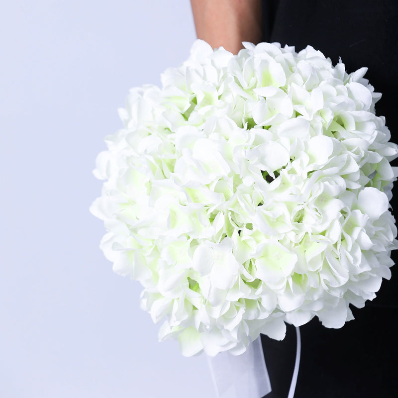 9 Inch Small Round Bridal Hydrangea Bouquet 10 Pcs Artificial Silk Wedding Flowers
