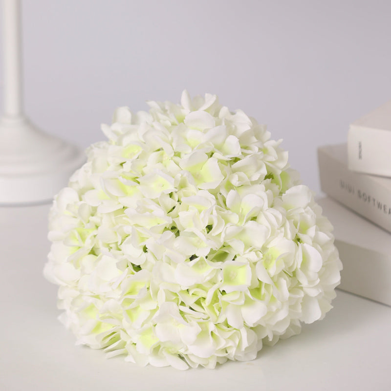 9 Inch Small Round Bridal Hydrangea Bouquet 10 Pcs Artificial Silk Wedding Flowers