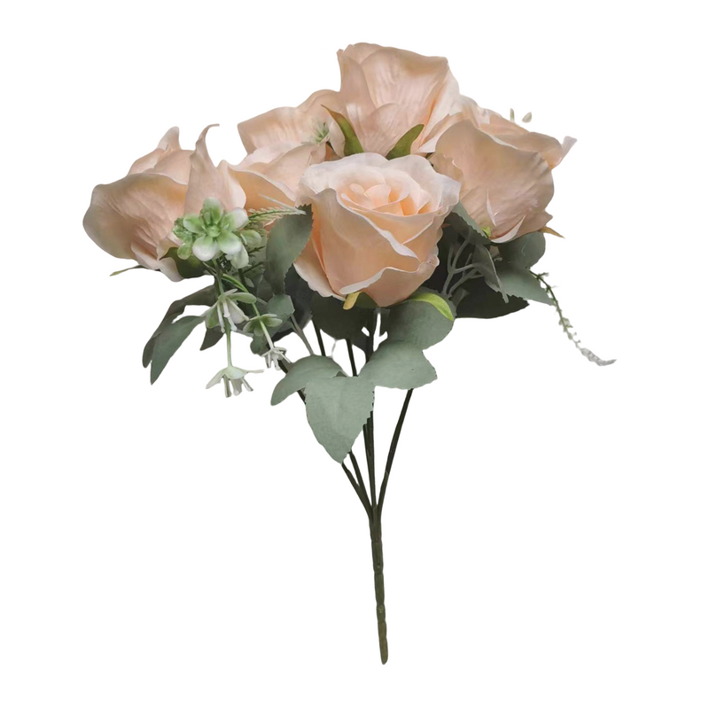 50 Pcs 9 Inch Artificial Silk Rose Bush Bouquet Small Roses