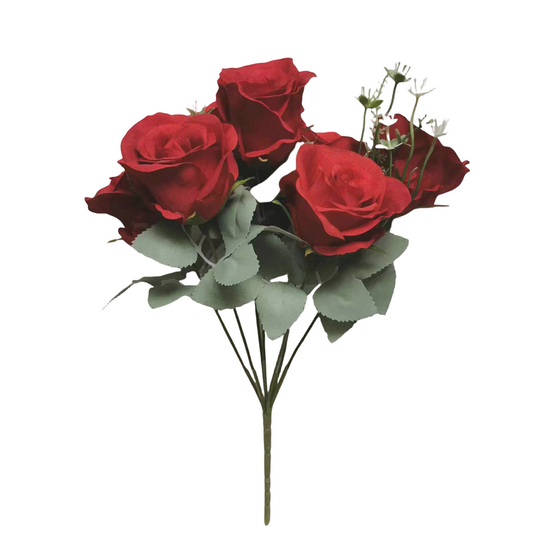 50 Pcs 9 Inch Artificial Silk Rose Bush Bouquet Small Roses