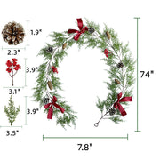 Faux Cedar Garland with Red Berries, 6 ft Artificial Christmas Wreath Garland Bulk Pack