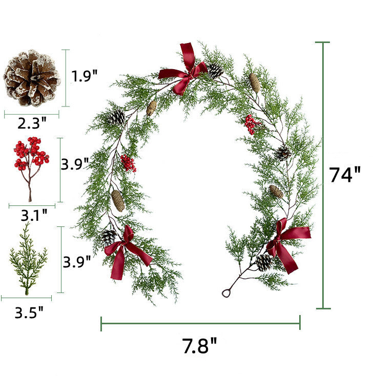Faux Cedar Garland with Red Berries, 6 ft Artificial Christmas Wreath Garland Bulk Pack