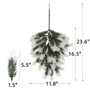 10 Pcs Artificial Pine Needle Picks 12 Inch Snowy Greenery Stems for Christmas Decor