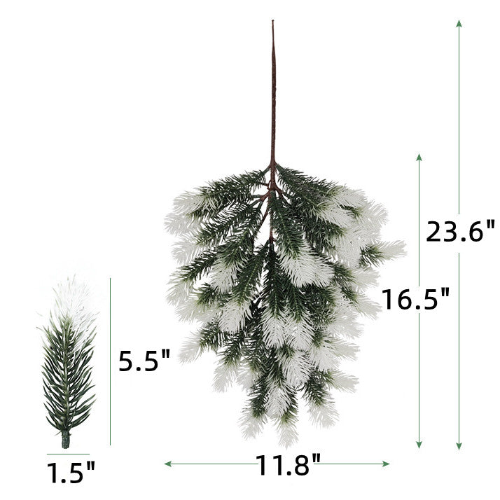 10 Pcs Artificial Pine Needle Picks 12 Inch Snowy Greenery Stems for Christmas Decor