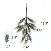 10 Pcs Artificial Pine Needle Picks 12 Inch Snowy Greenery Stems for Christmas Decor