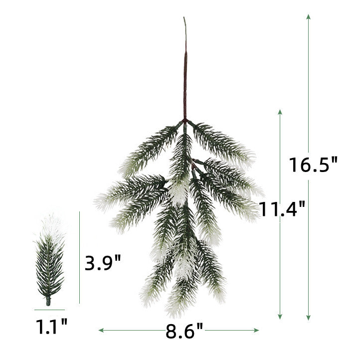 10 Pcs Artificial Pine Needle Picks 12 Inch Snowy Greenery Stems for Christmas Decor