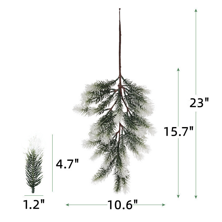 10 Pcs Artificial Pine Needle Picks 12 Inch Snowy Greenery Stems for Christmas Decor