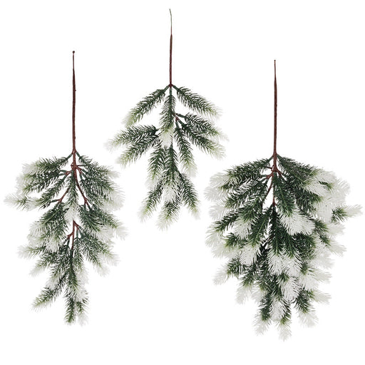 10 Pcs Artificial Pine Needle Picks 12 Inch Snowy Greenery Stems for Christmas Decor