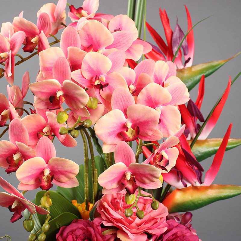 22.8 Inch Real Touch Phalaenopsis Orchid Floral Arrangement with Vase, Realistic Artificial Orchid Bouquet for Home Decor, Bulk Quantity