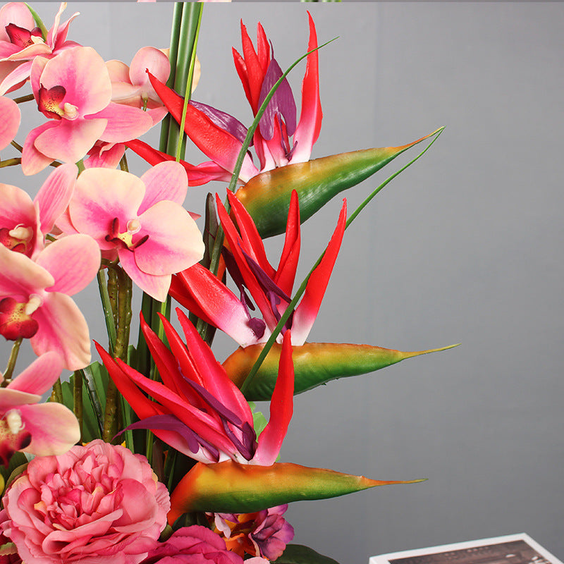 22.8 Inch Real Touch Phalaenopsis Orchid Floral Arrangement with Vase, Realistic Artificial Orchid Bouquet for Home Decor, Bulk Quantity
