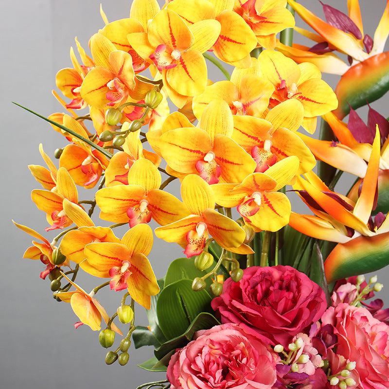 22.8 Inch Real Touch Phalaenopsis Orchid Floral Arrangement with Vase, Realistic Artificial Orchid Bouquet for Home Decor, Bulk Quantity