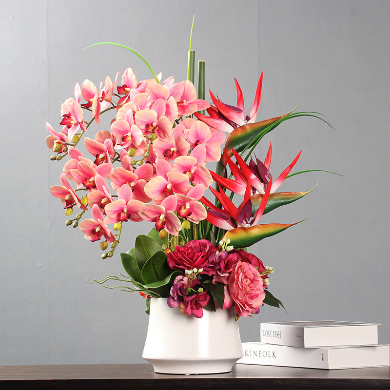 22.8 Inch Real Touch Phalaenopsis Orchid Floral Arrangement with Vase, Realistic Artificial Orchid Bouquet for Home Decor, Bulk Quantity