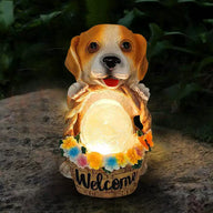 Solar Animal Garden Statues with LED Lights - Cat & Dog Outdoor Decor for Yard, Patio, Lawn