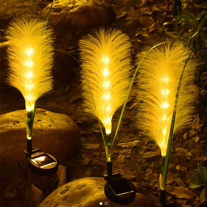 Solar Powered Garden Lights Pampas Design Warm White LED Outdoor Bulk Set