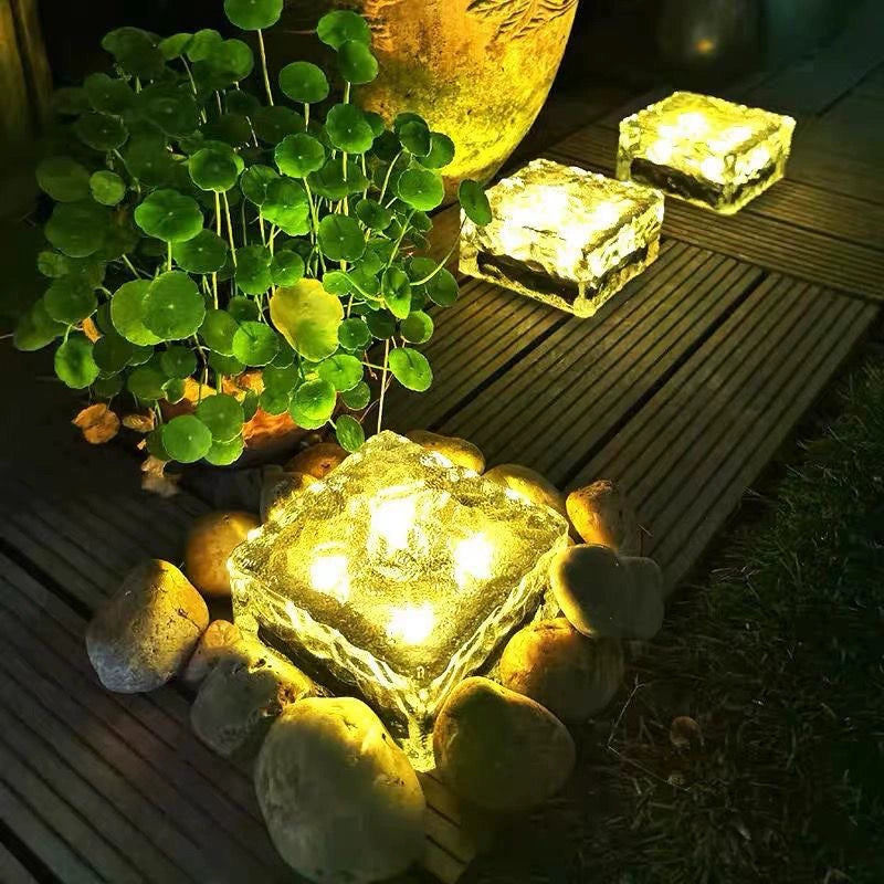 Solar Ice Brick Garden Lights - Outdoor Waterproof LED Landscape Lights for Yard, Patio, Lawn Decor