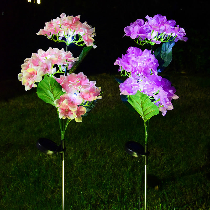 29 Inch Solar Outdoor Faux Hydrangea Flower with Bulb Lights, 1 Pc