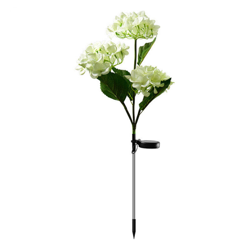 29 Inch Solar Outdoor Faux Hydrangea Flower with Bulb Lights, 1 Pc