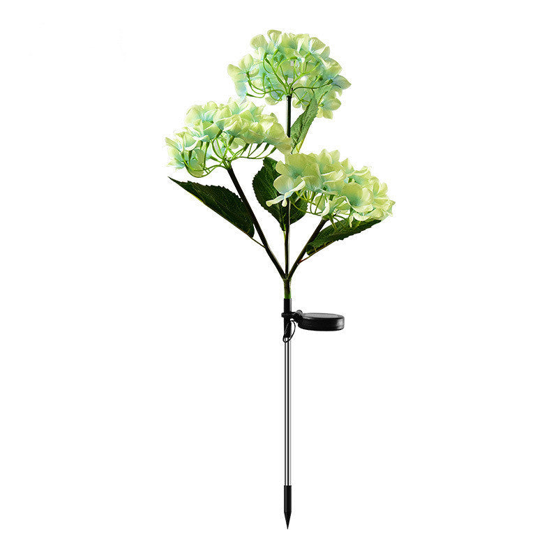 29 Inch Solar Outdoor Faux Hydrangea Flower with Bulb Lights, 1 Pc