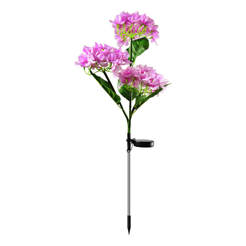 29 Inch Solar Outdoor Faux Hydrangea Flower with Bulb Lights, 1 Pc
