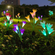 27 Inch Solar Outdoor Faux Lily Flower with Bulb Lights, 1 Pc Artificial