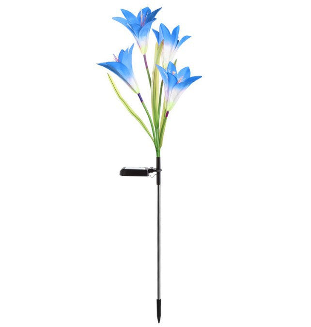 27 Inch Solar Outdoor Faux Lily Flower with Bulb Lights, 1 Pc Artificial
