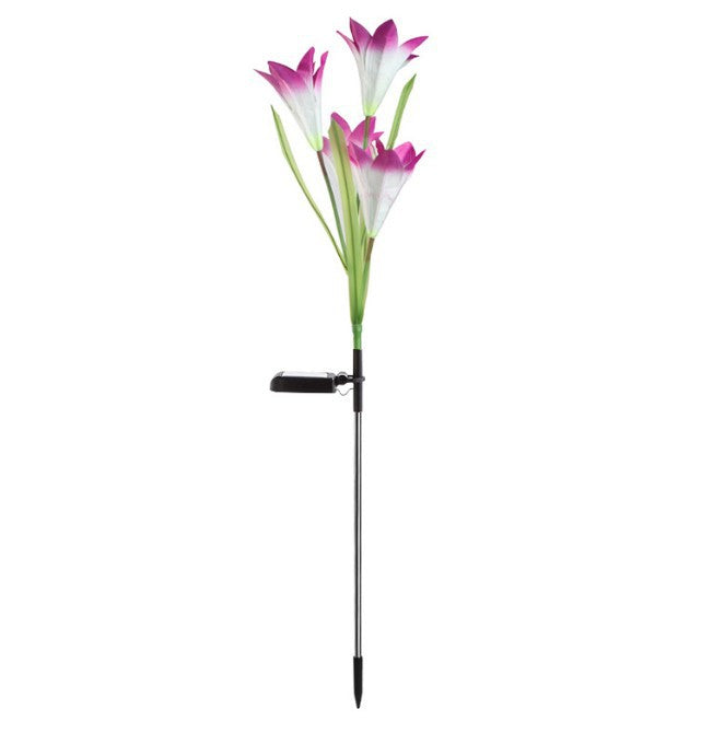 27 Inch Solar Outdoor Faux Lily Flower with Bulb Lights, 1 Pc Artificial