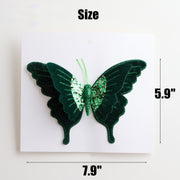 4 Pcs Glitter Velvet Butterfly Ornaments for Christmas Tree, DIY Wreath, Holiday Party Decor