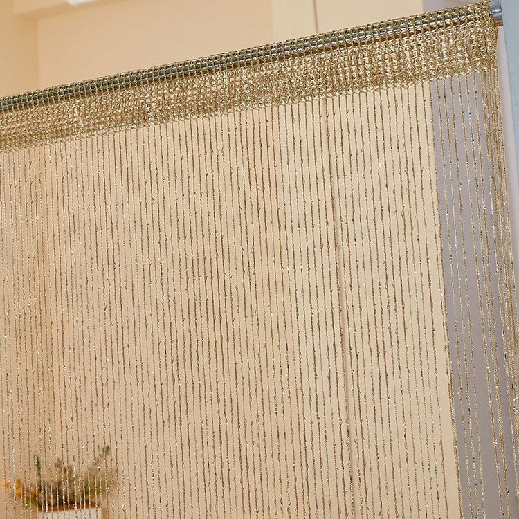 Sparkly Silver String Curtain - 39.4" W × 78.7" H Non-Tangling Door Curtain for Room Divider, Entryway & Decor