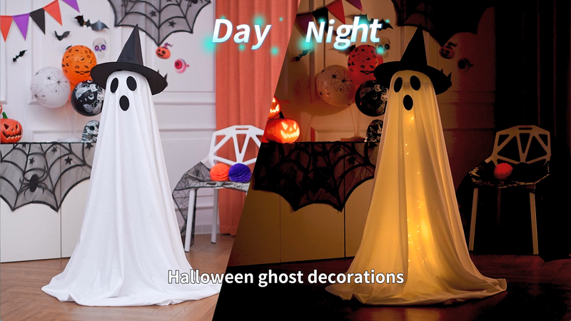Extra Tall Adjustable Spooky Ghost Halloween Decor Lighted Decoration
