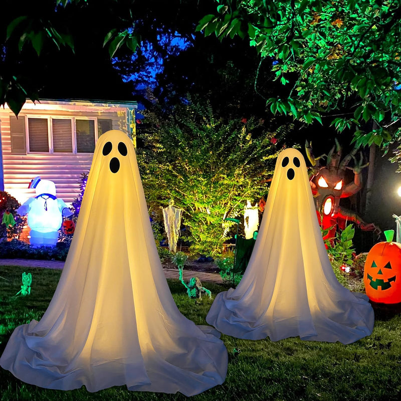 Extra Tall Adjustable Spooky Ghost Halloween Decor Lighted Decoration
