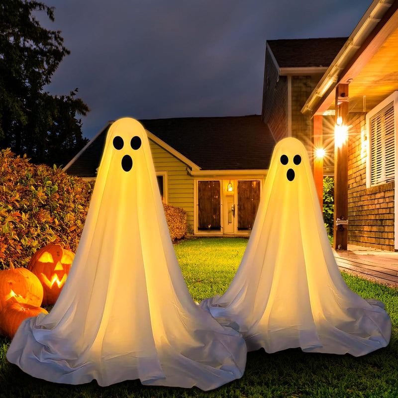 Extra Tall Adjustable Spooky Ghost Halloween Decor Lighted Decoration