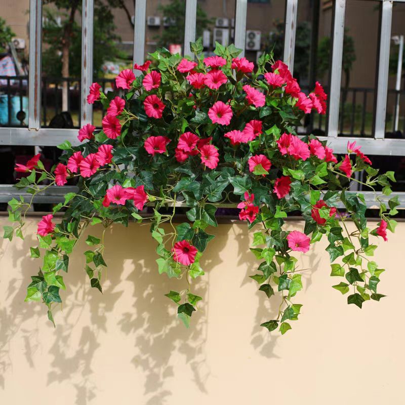 2 Pcs Artificial Spring Petunia Flowers UV Resistant Outdoor Faux Silk Plants