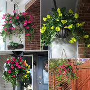 2 Pcs Artificial Spring Petunia Flowers UV Resistant Outdoor Faux Silk Plants